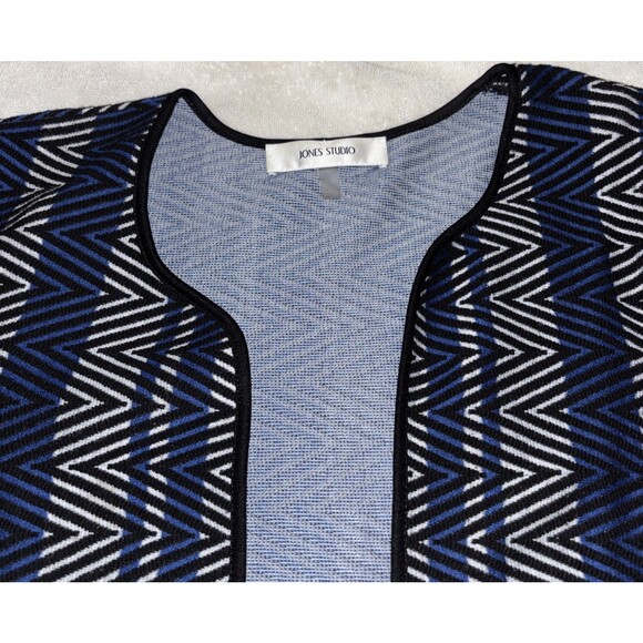 Jones Studio Jacket Long Geometric Print Open Front Dress Coat Blazer Pockets A - Picture 4 of 15